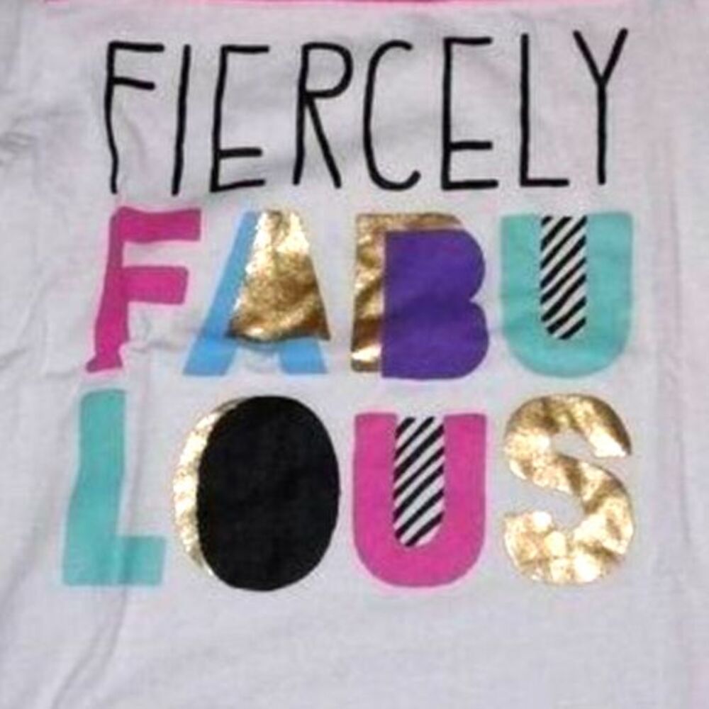 Okie Dokie Longsleeve Girls Top Pink White Gold Fiercely Fabulous Size 5 - Picture 2 of 2